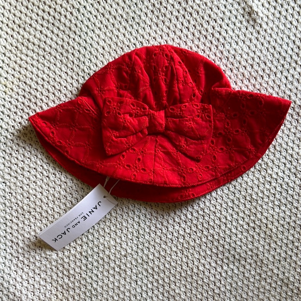 Janie and Jack red eyelet hat